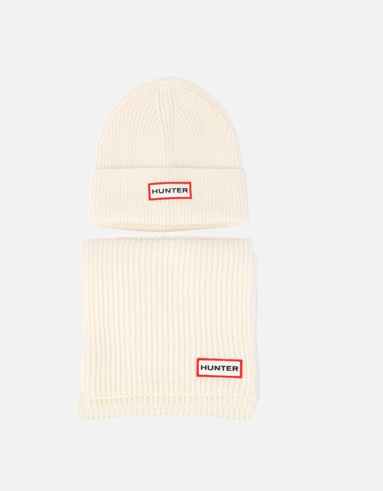 Jura Beanie Hat & Scarf Boxset Acrylic White