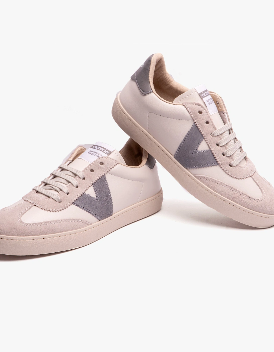 BERLIN FAUX LEATHER & SPLIT Womens Trainers Gris