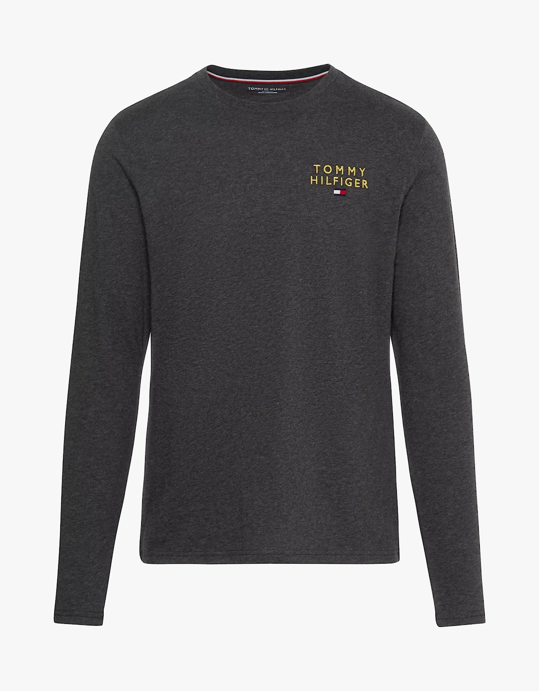 Men's Tommy Hilfiger LS TEE LOGO GOLD Mens Sweatshirt Dark Grey Ht - Size: SMALL