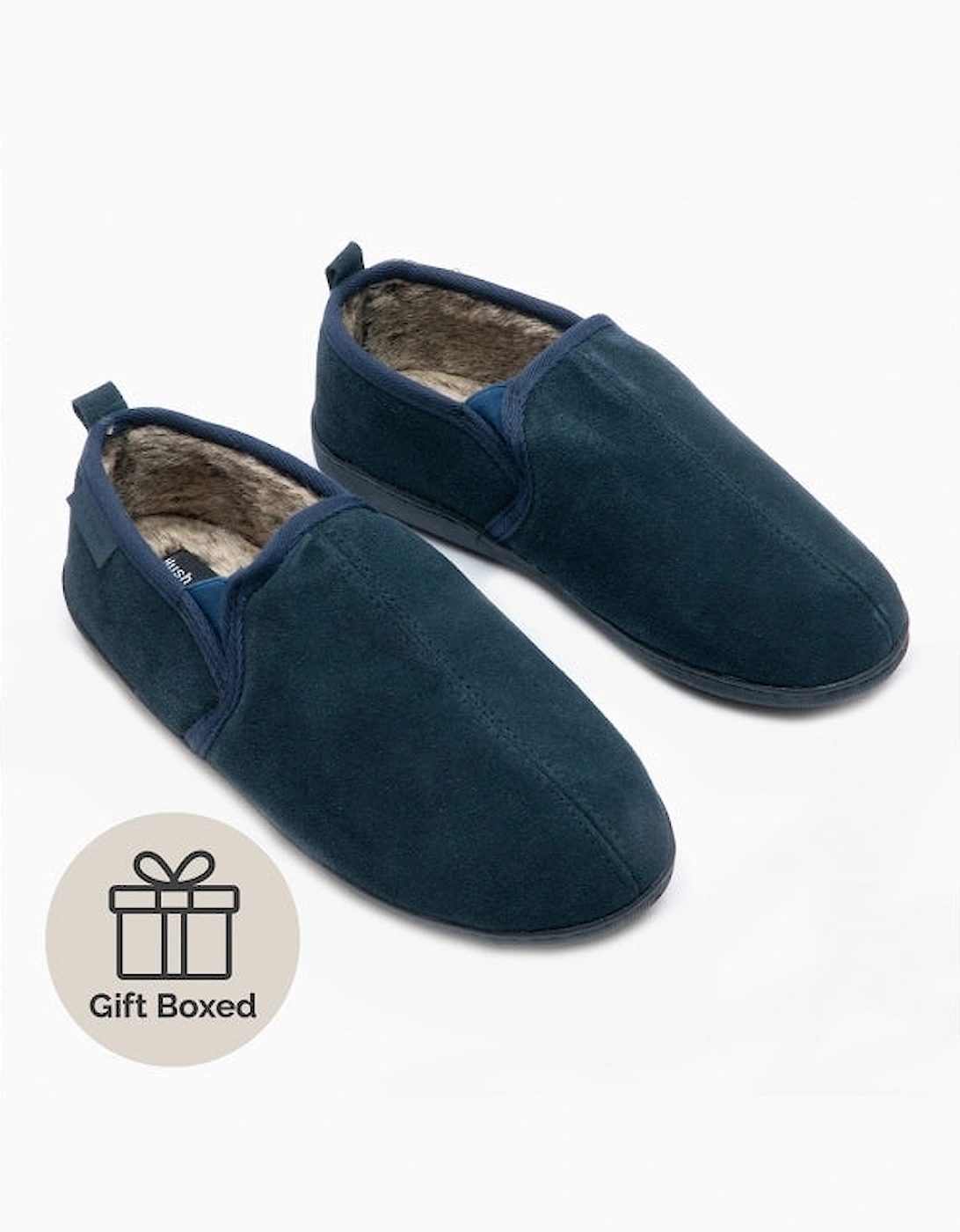 ARNOLD Mens Suede Full Slippers Navy