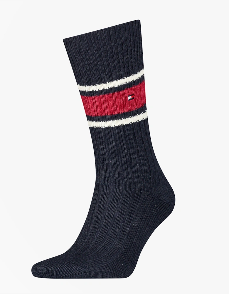 Ribbed Wool Mens Premium Trainer Socks Navy