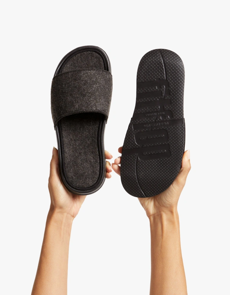 iQUSHION e01 FELT Womens Slides All Black