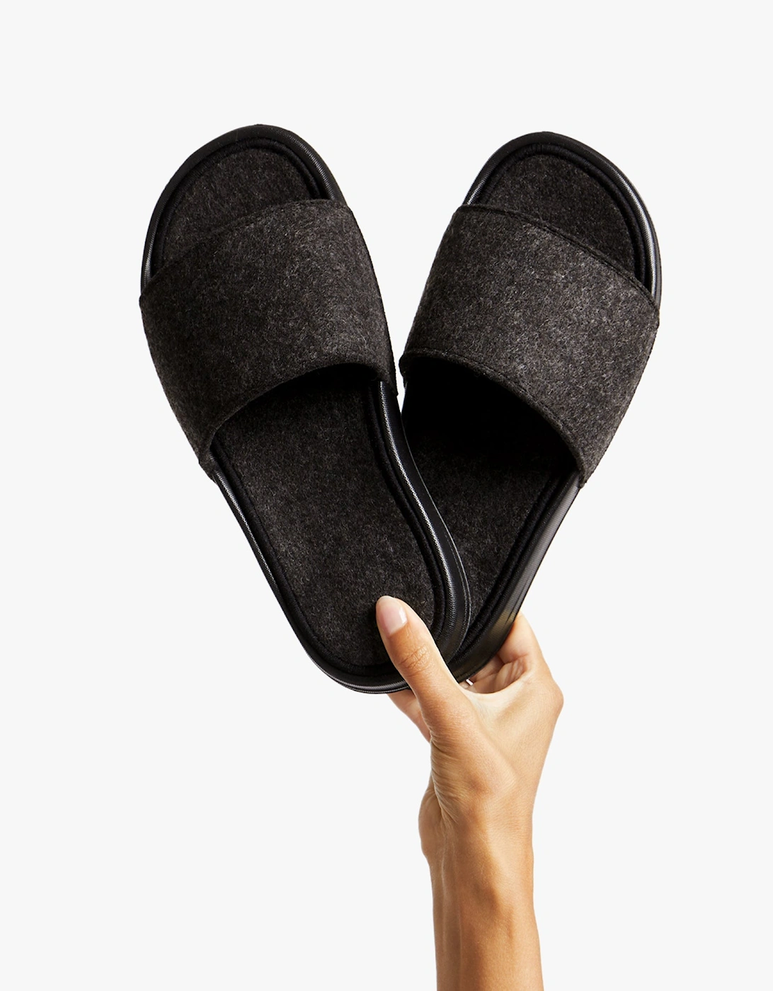 iQUSHION e01 FELT Womens Slides All Black