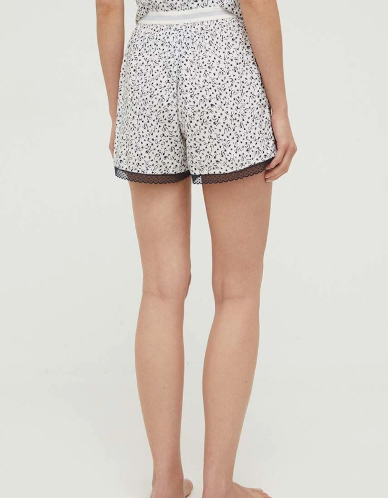 WOVEN SHORT PRINT Womens Shorts Feather Print Ecru