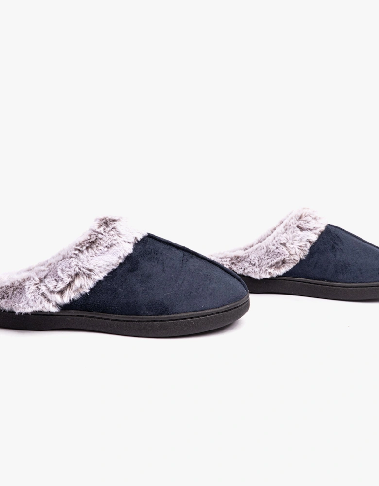 FLORRIE Womens (EE Fit) Mule Slippers Navy Combi