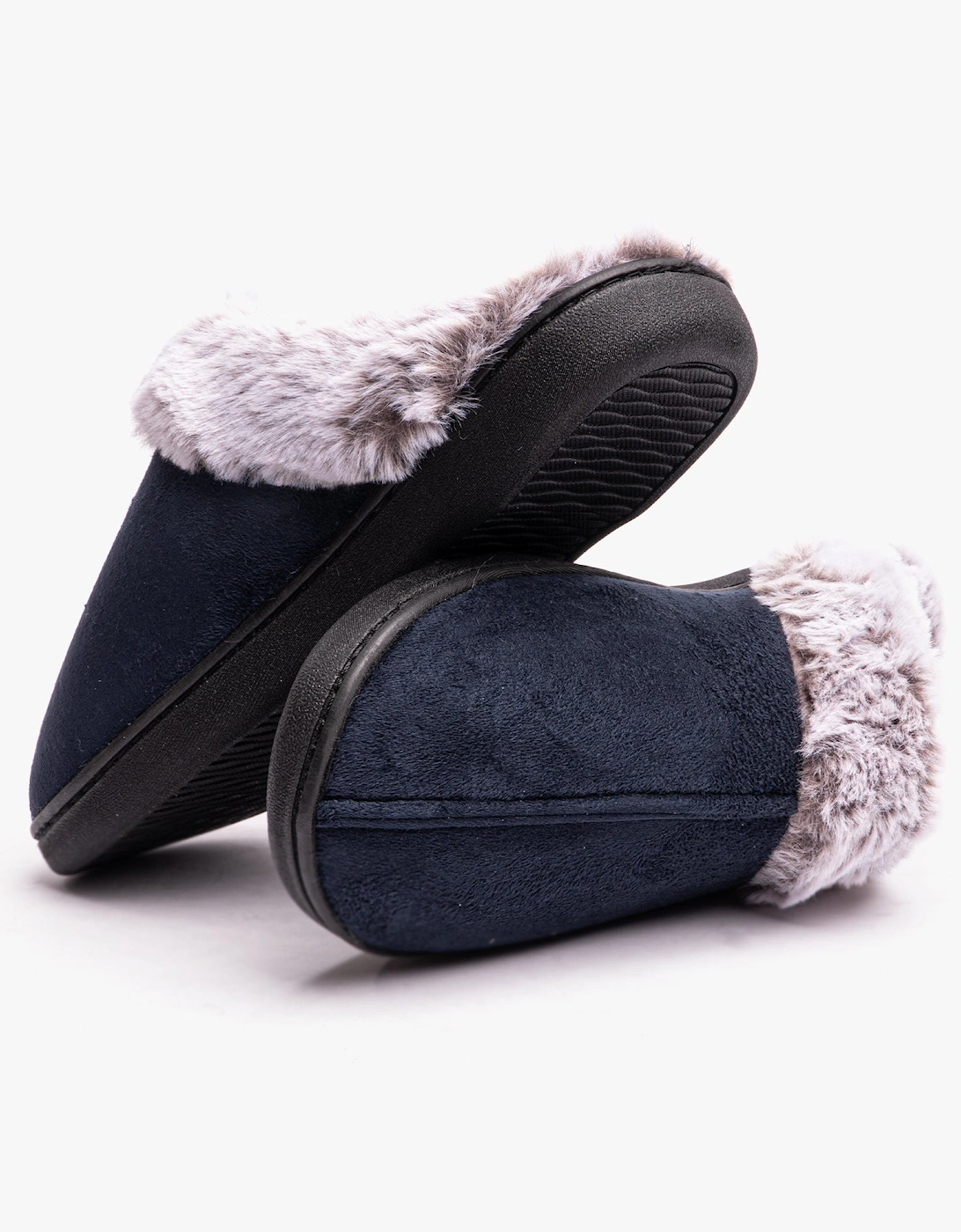 FLORRIE Womens (EE Fit) Mule Slippers Navy Combi