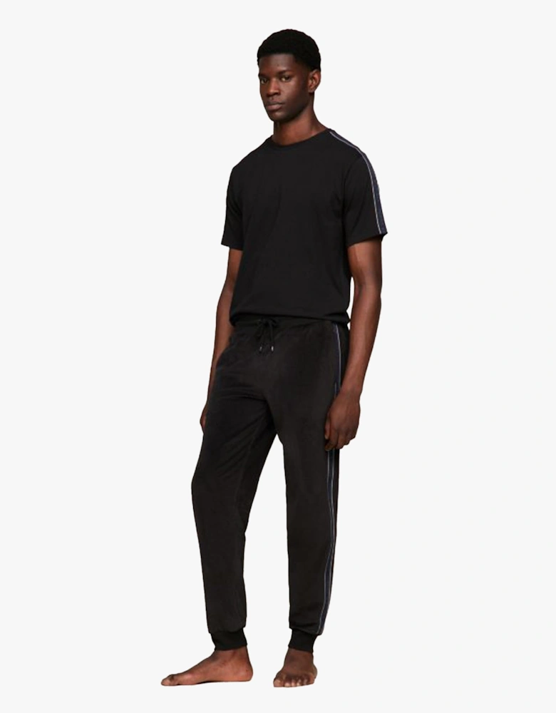 TH ESTABLISHED Mens Ribbed Velour Lounge Joggers Black