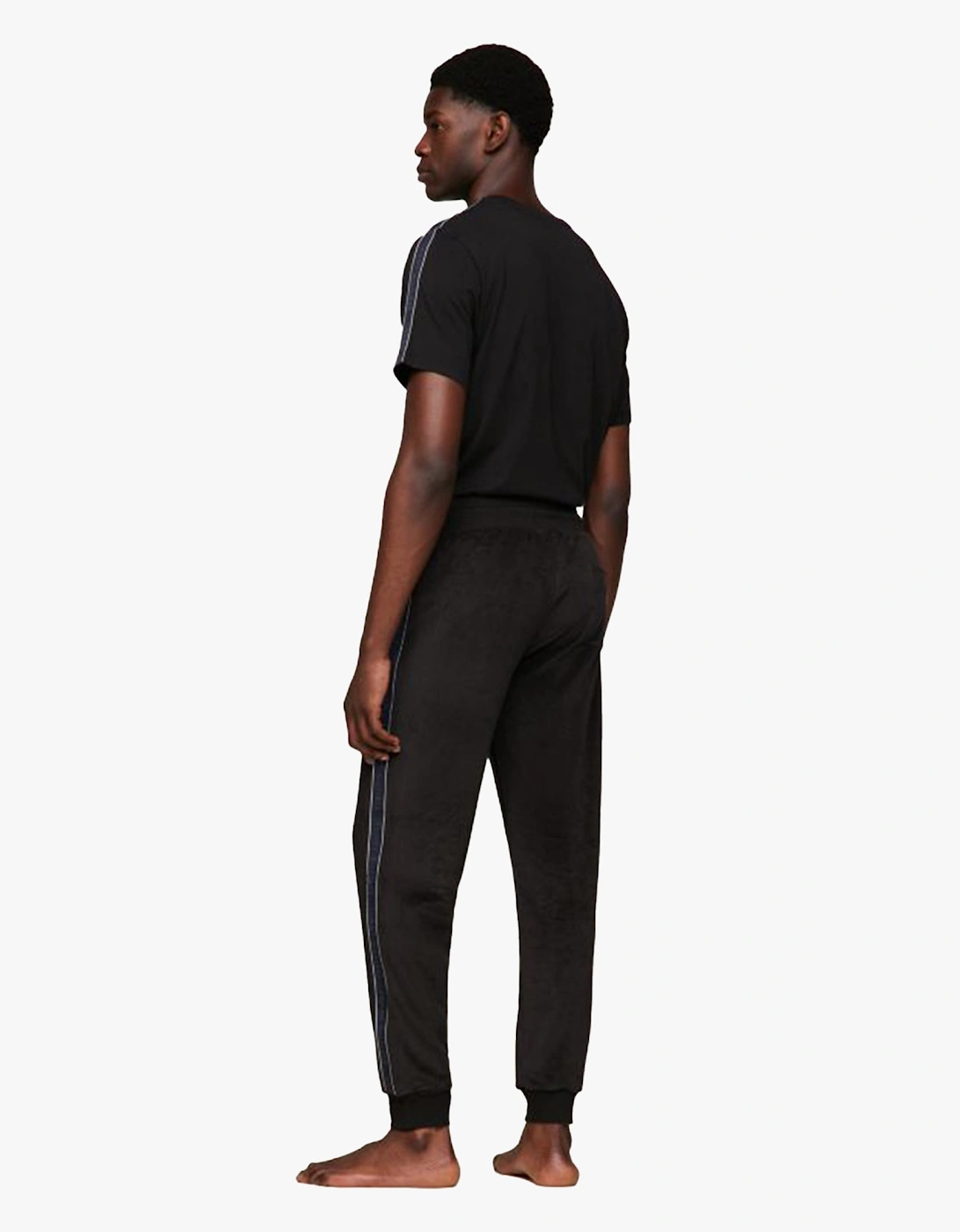 TH ESTABLISHED Mens Ribbed Velour Lounge Joggers Black