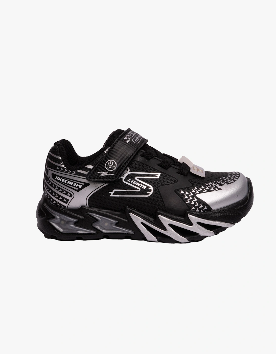 Skechers 400138L/BKSL FLEX-GLOW BOLT Boys Sport Black/Sliver - Size: UK 10 small kids