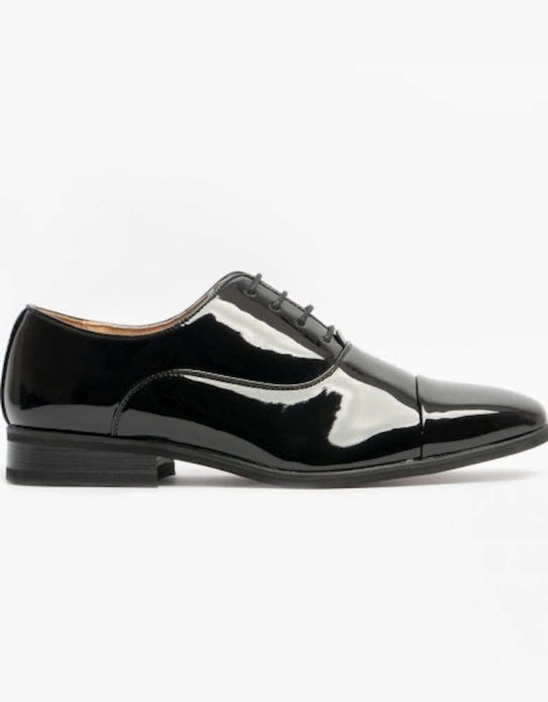 DESMOND Mens Square Toe Patent Dress Shoes Black Patent