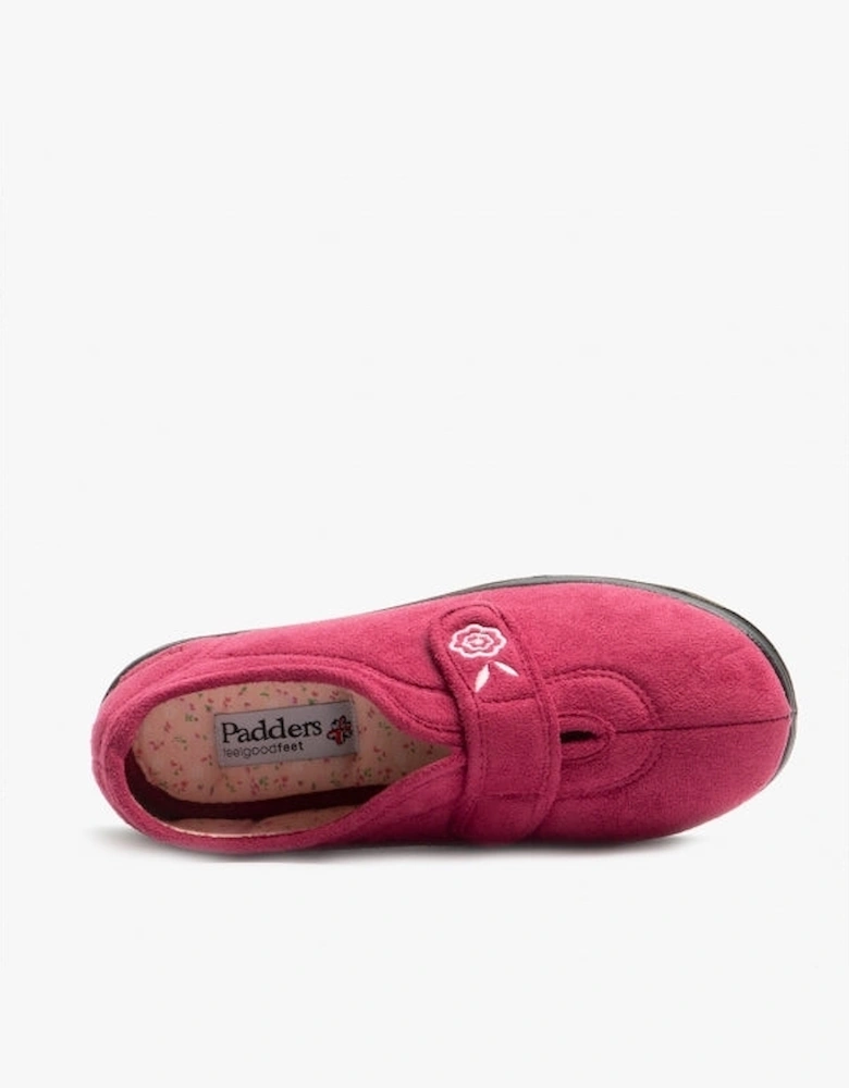 CAMILLA Womens (EE Fit) Touch Fasten Slippers Cerise