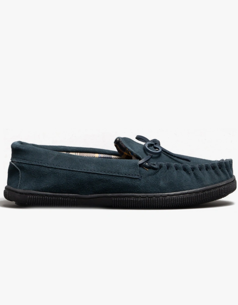 ALBERTA Mens Moccasin Slippers Navy