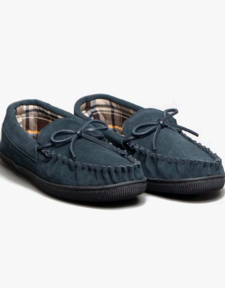 ALBERTA Mens Moccasin Slippers Navy