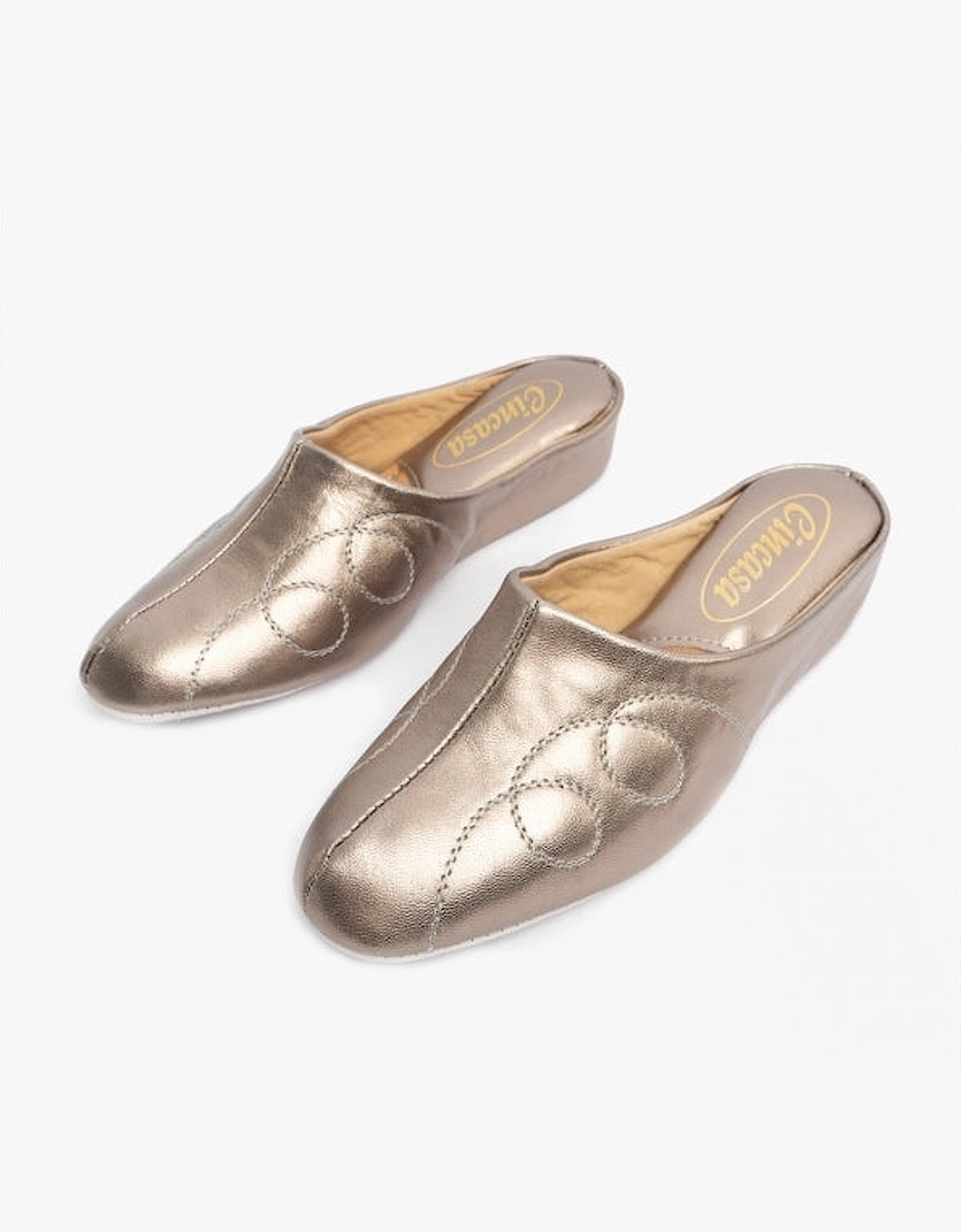 MAHON Womens Leather Mule Slippers Pewter