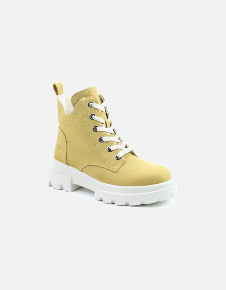 CLEA Womens Lace Ankle Boots Mustard