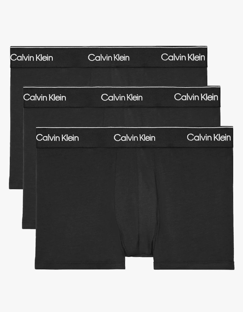 MODERN COTTON STRETCH Mens 3 Pack Trunks Black