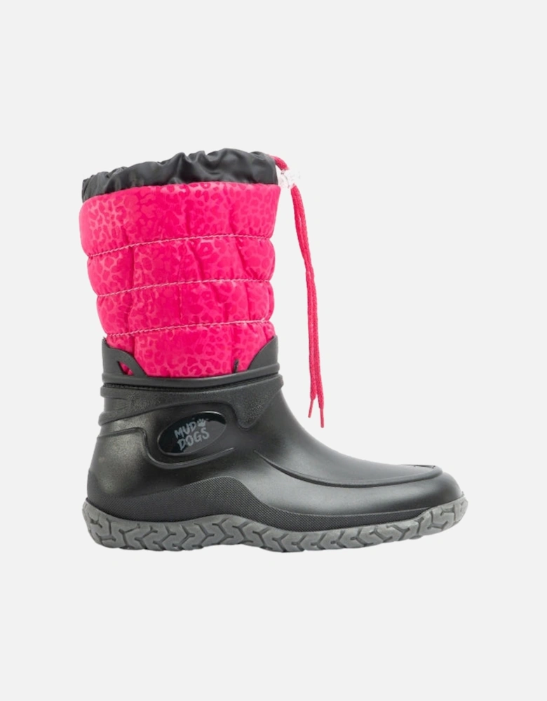 NORDIC Womens Boots Black/Pink Leopard