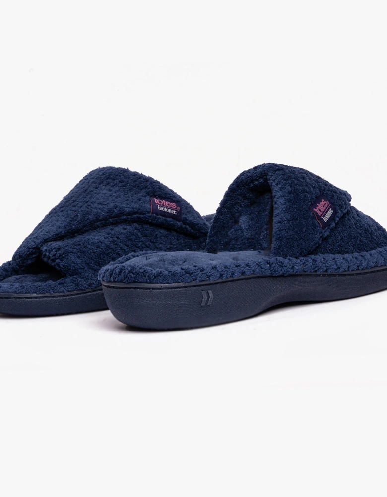 Isotoner POPCORN TURNOVER Womens Mule Slippers Navy