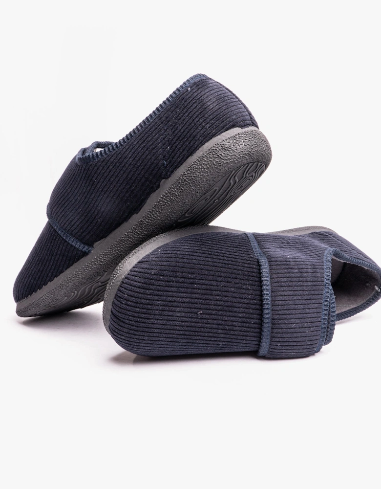 OLIVER Mens Touch Fasten Full Slippers Navy