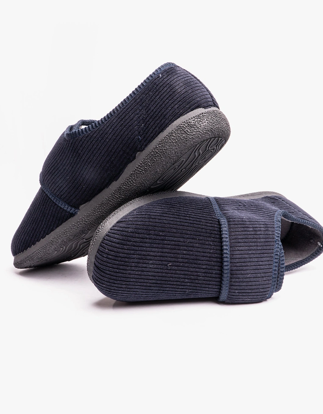 OLIVER Mens Touch Fasten Full Slippers Navy