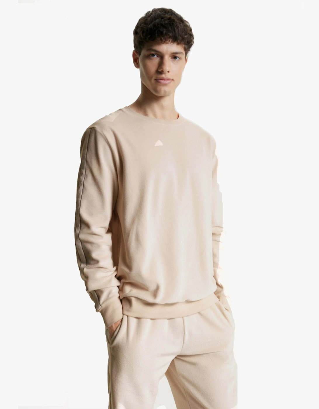 TH ESTABLISHED Mens Velour Lounge Sweatshirt Cashmere Creme, 6 of 5