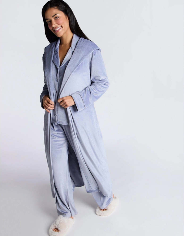 Velour Robe - Denim Blue