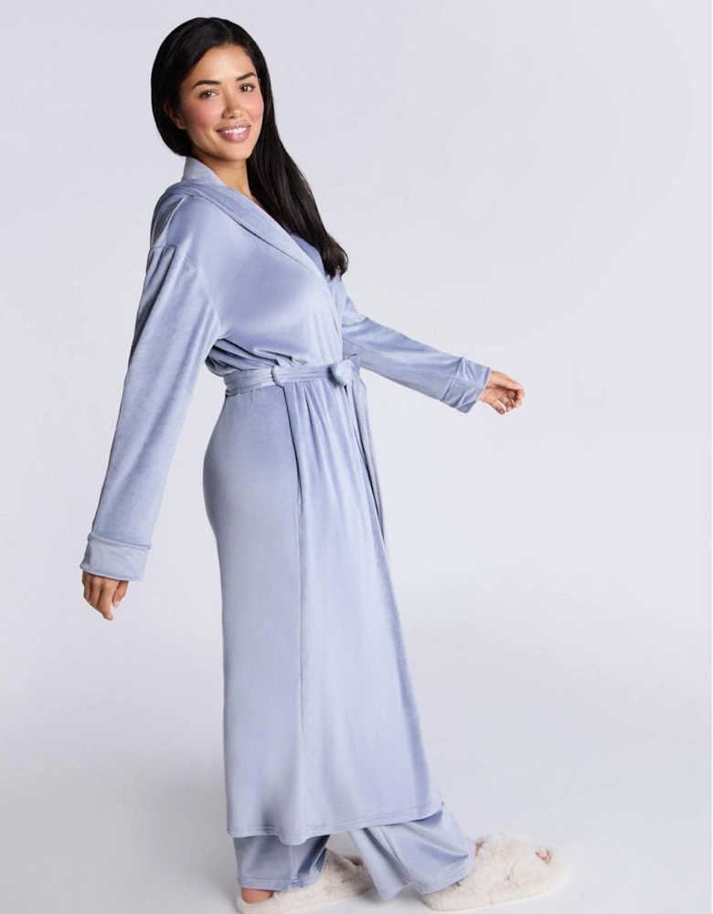 Velour Robe - Denim Blue