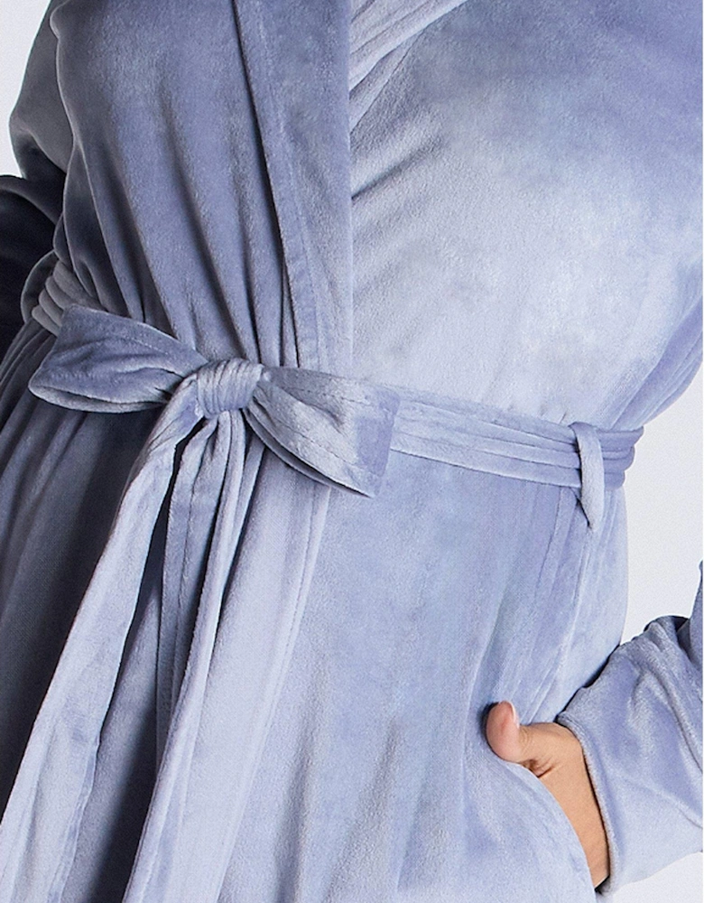 Velour Robe - Denim Blue