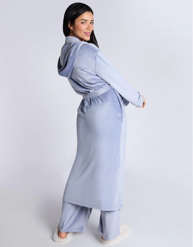 Velour Robe - Denim Blue