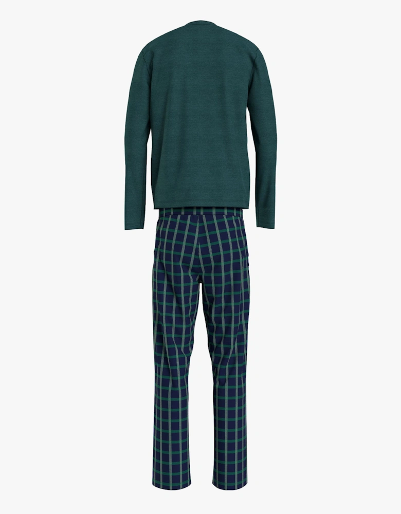 FLANNEL Mens Long-Sleeve Pyjama Set Deep Spruce/TH Woven Check