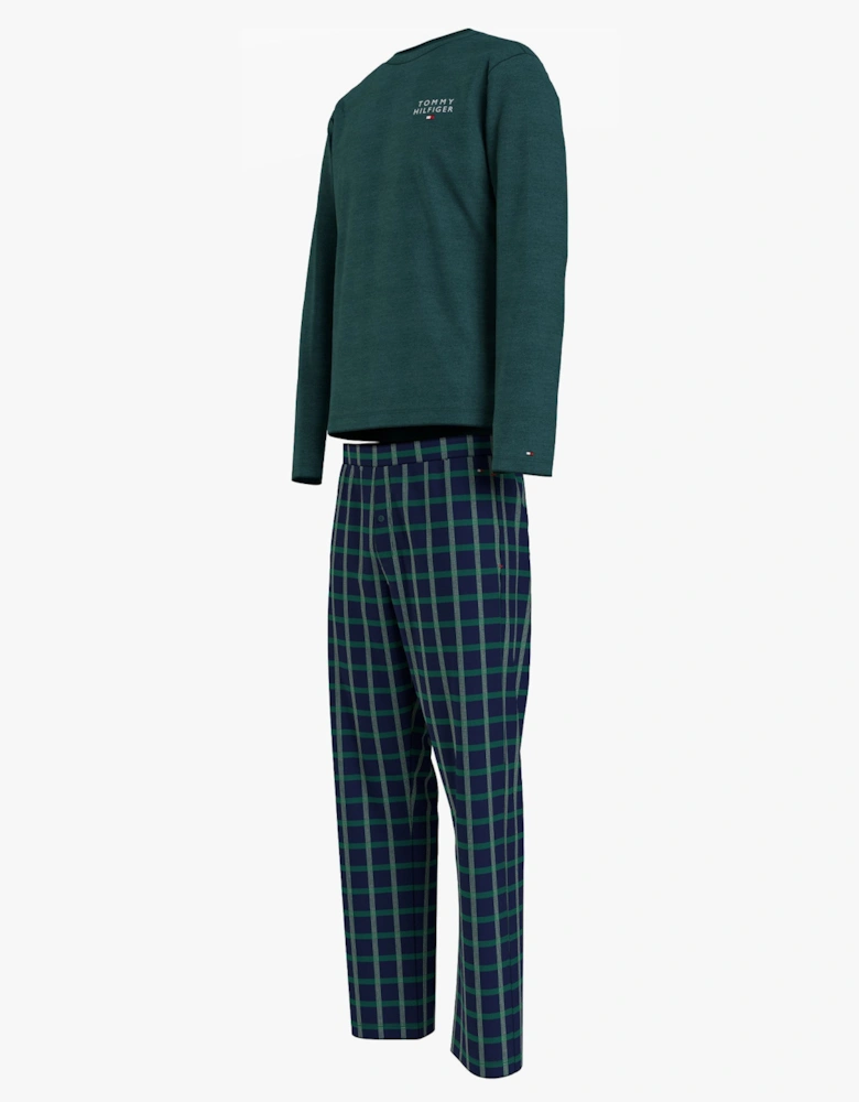 FLANNEL Mens Long-Sleeve Pyjama Set Deep Spruce/TH Woven Check