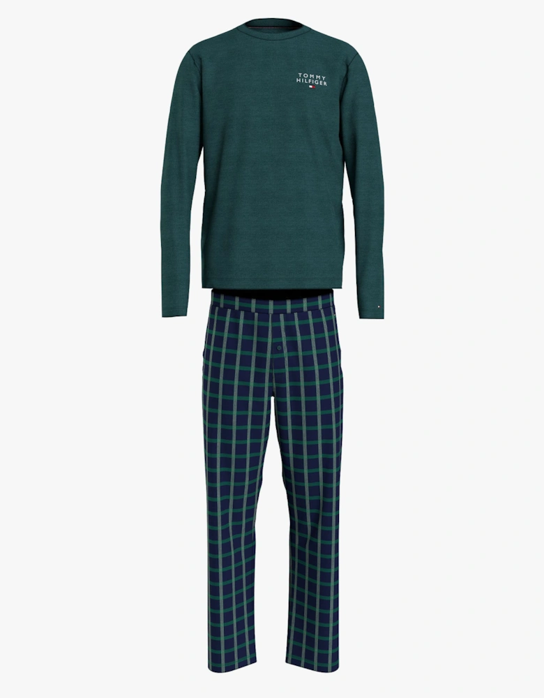 FLANNEL Mens Long-Sleeve Pyjama Set Deep Spruce/TH Woven Check