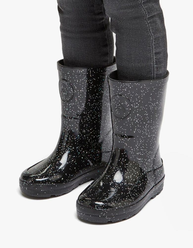 WONDERWELLY Kids Rain Boots Black Glitter