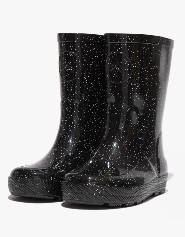 WONDERWELLY Kids Rain Boots Black Glitter