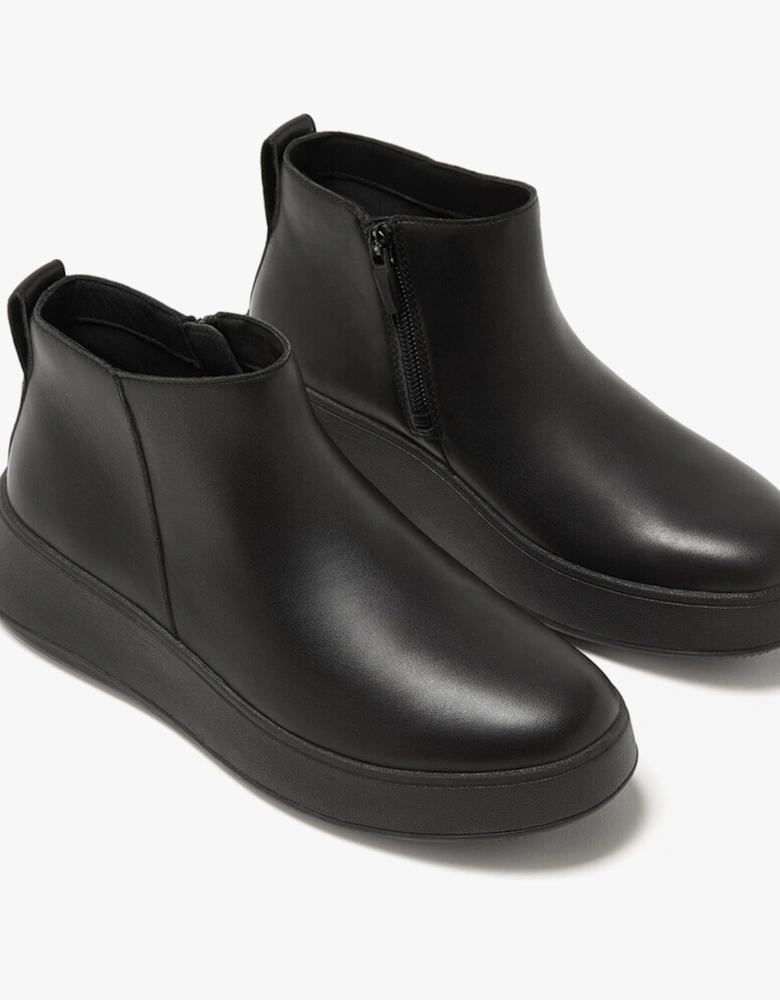 F-MODE FLATFORM Womens Zip Ankle Boots All Black