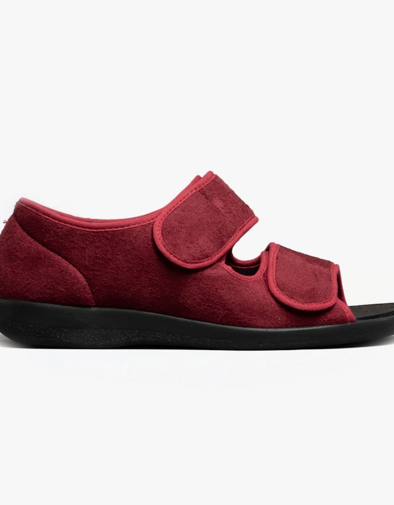 BROMPTON Unisex Wide Fit Slippers Burgundy