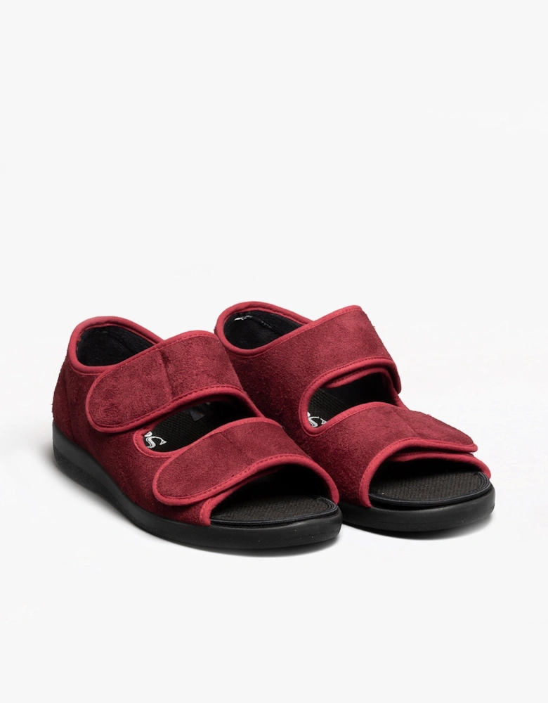 BROMPTON Unisex Wide Fit Slippers Burgundy