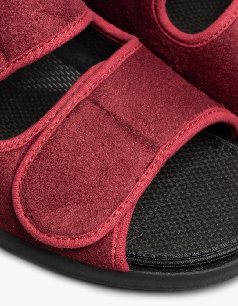 BROMPTON Unisex Wide Fit Slippers Burgundy