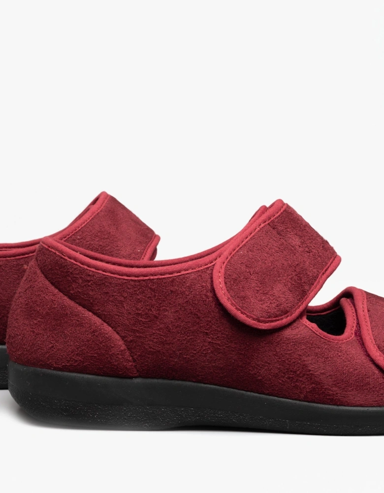 BROMPTON Unisex Wide Fit Slippers Burgundy