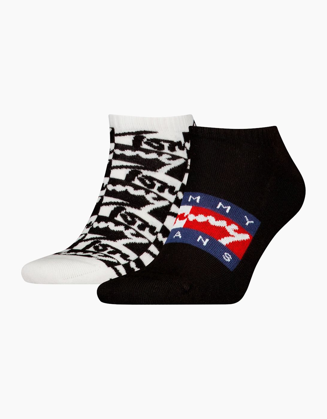 Tommy Hilfiger Men's Black 2 Pack Trainer Graffiti Ankle Socks - : 6/6.5/7/8/7.5 Uk Size 6-8