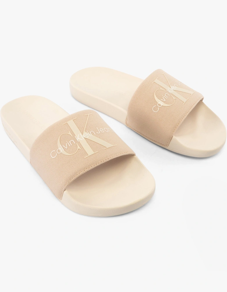 SLIDE MONOGRAM Womens Flip Flops Whisper Pink/Creamy White