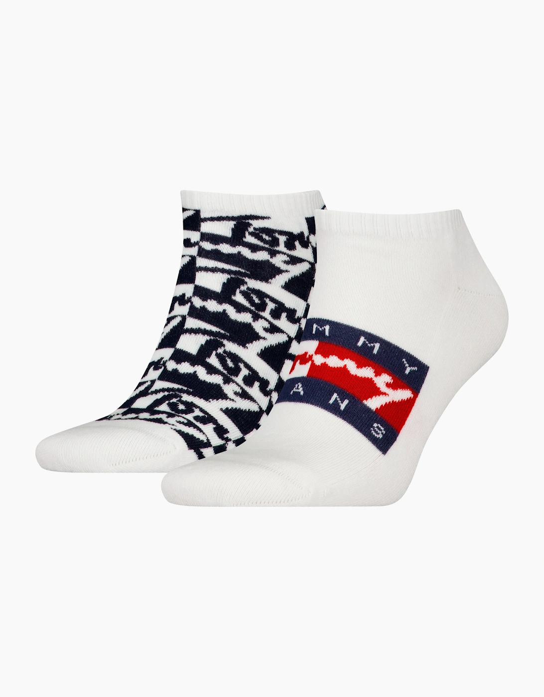 Tommy Hilfiger Men's White 2 Pack Trainer Graffiti Ankle Socks - : 6/6.5/7/8/7.5 Uk Size 6-8