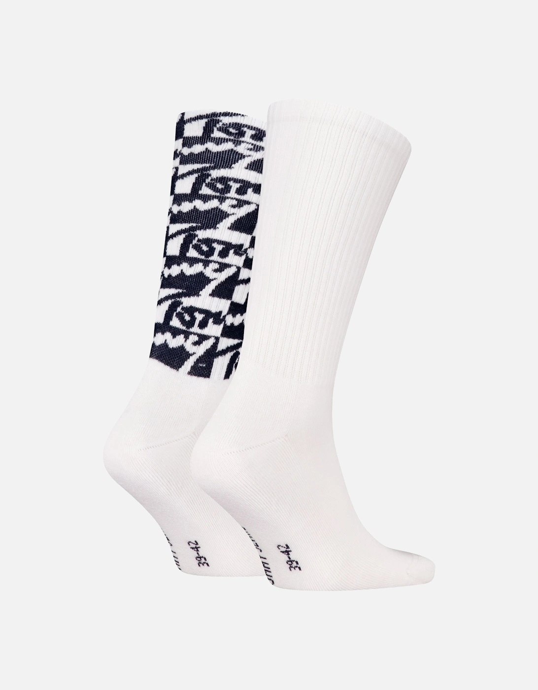 2 Pack Trainer Graffiti Mens Crew Socks White