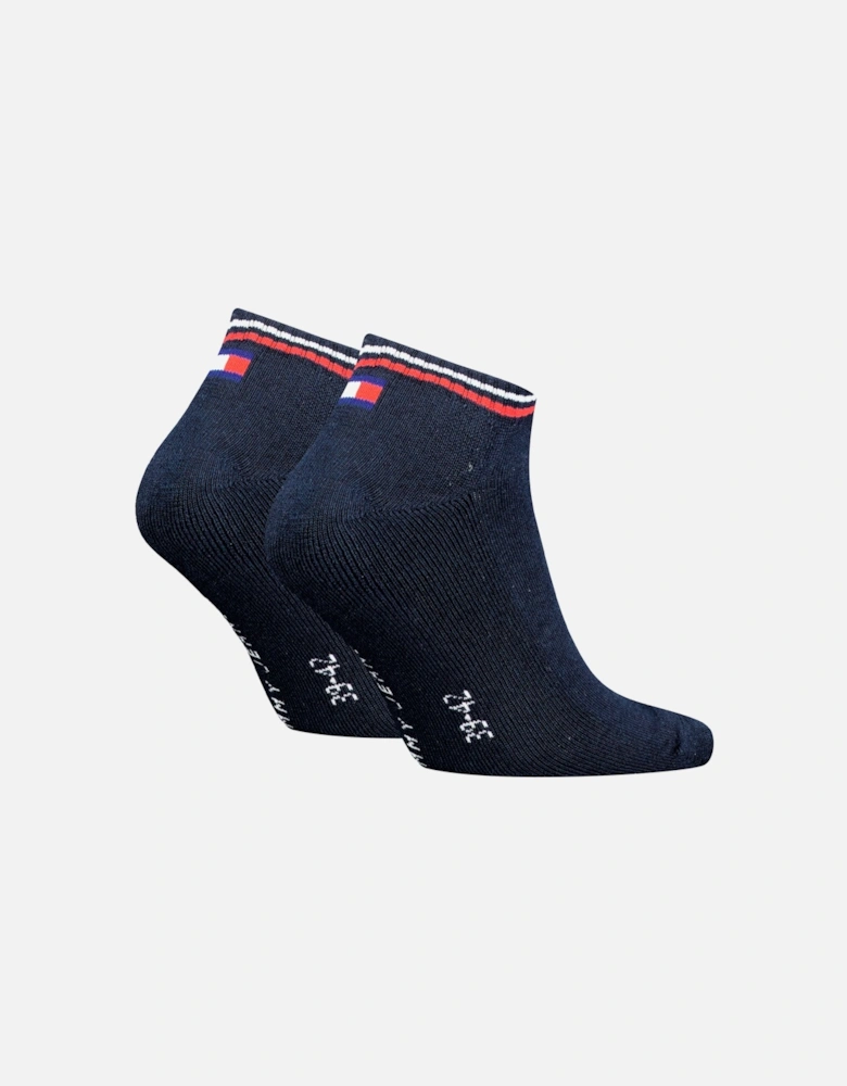 2 Pack Trainer Mens Ankle Socks Navy