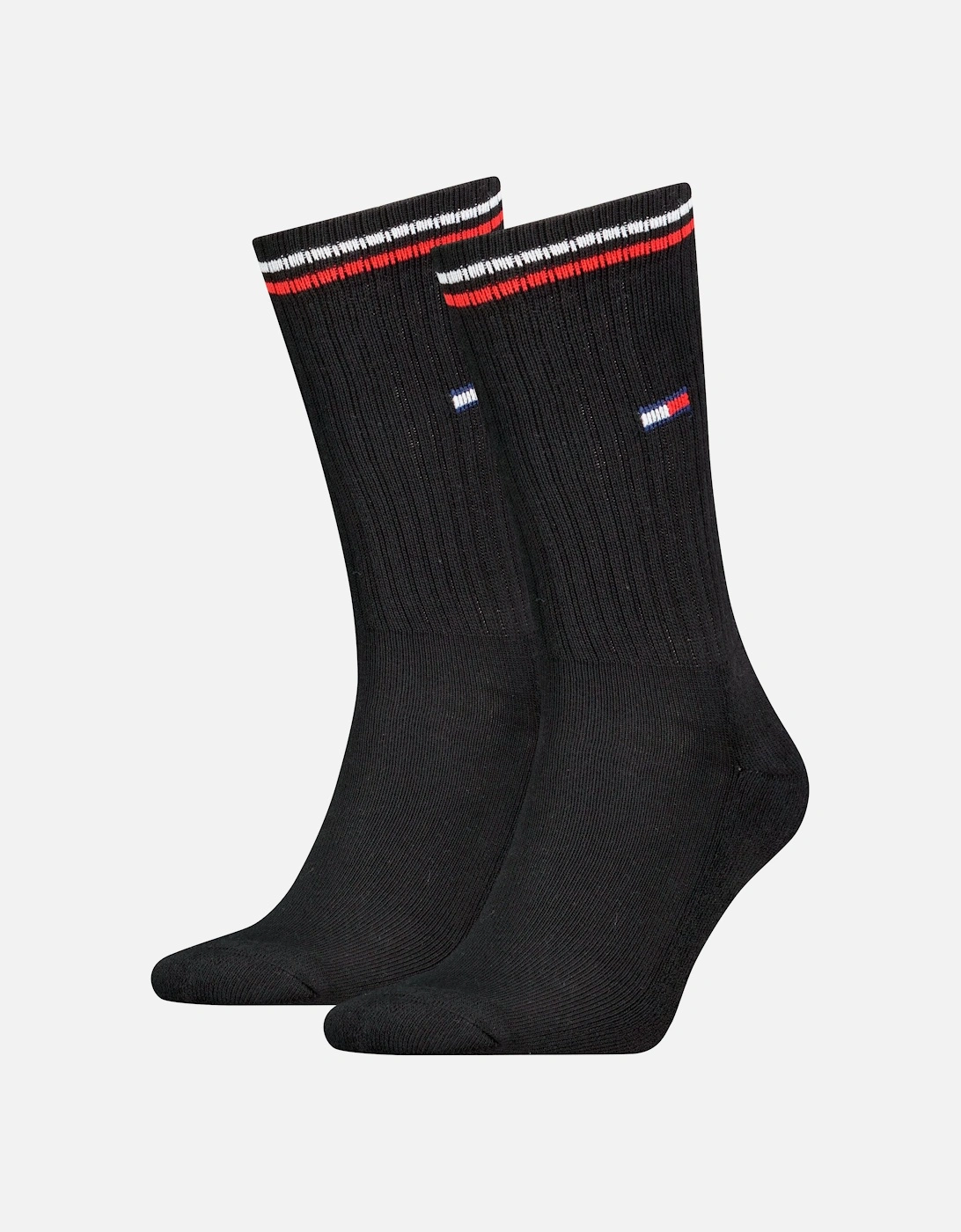 Tommy Hilfiger 2 Pack Trainer Mens Crew Socks Black - Size: UK 9-12