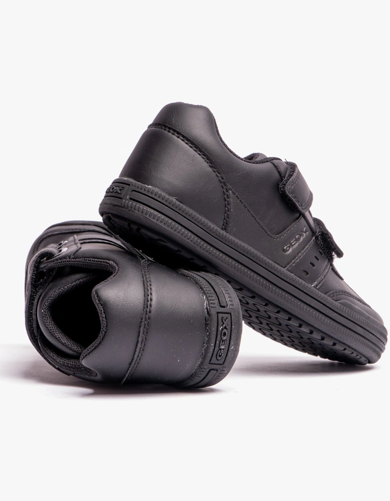 ELVIS B Boys Touch Fasten School Shoes Black