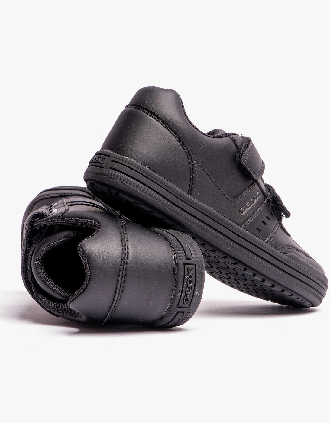 ELVIS B Boys Touch Fasten School Shoes Black