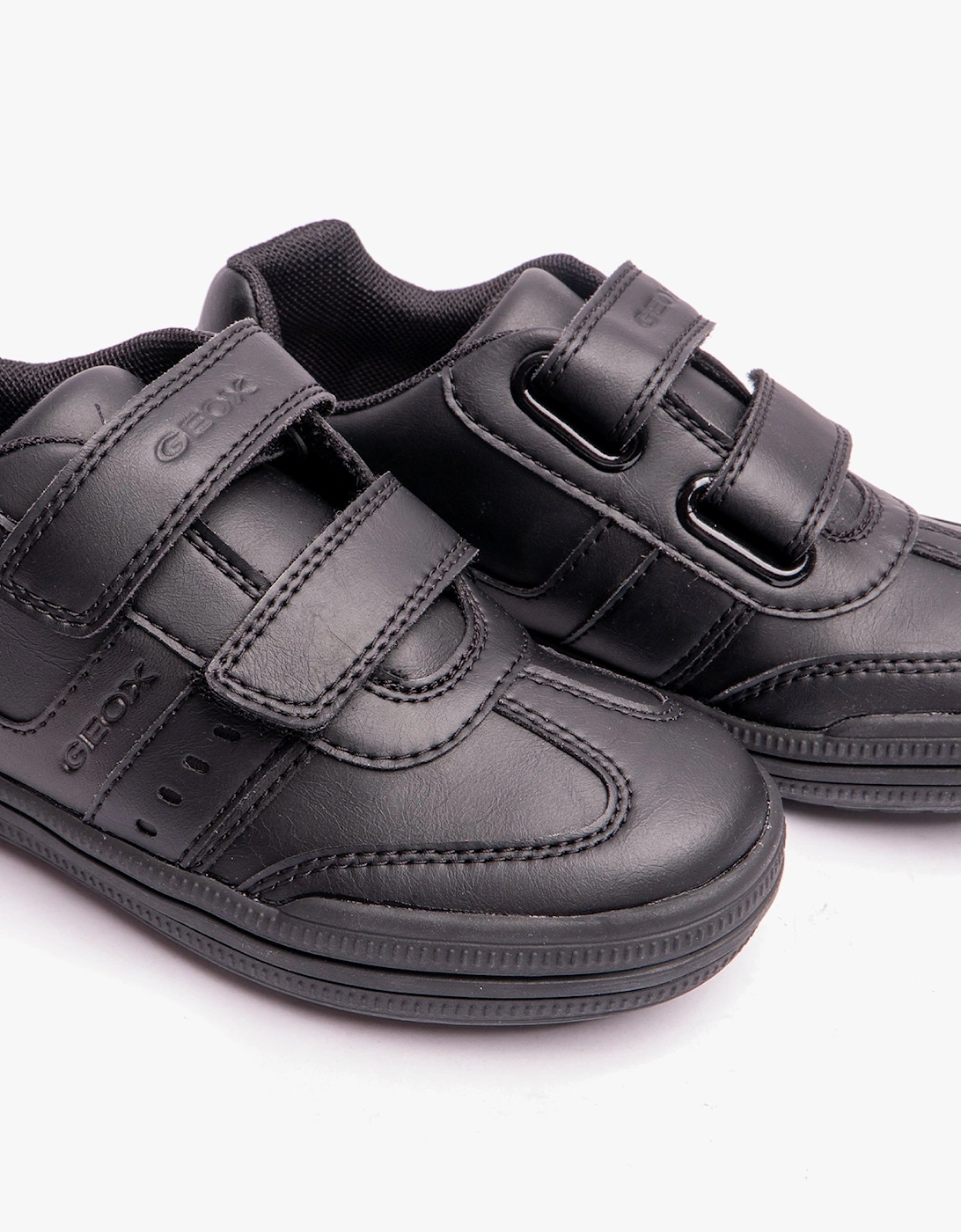 ELVIS B Boys Touch Fasten School Shoes Black