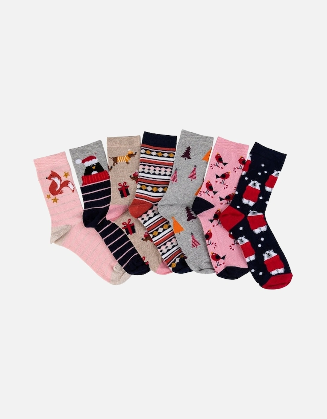 7 PACK DAYS OF THE WEEK Womens Cotton Blend Socks Set Multi: One Size