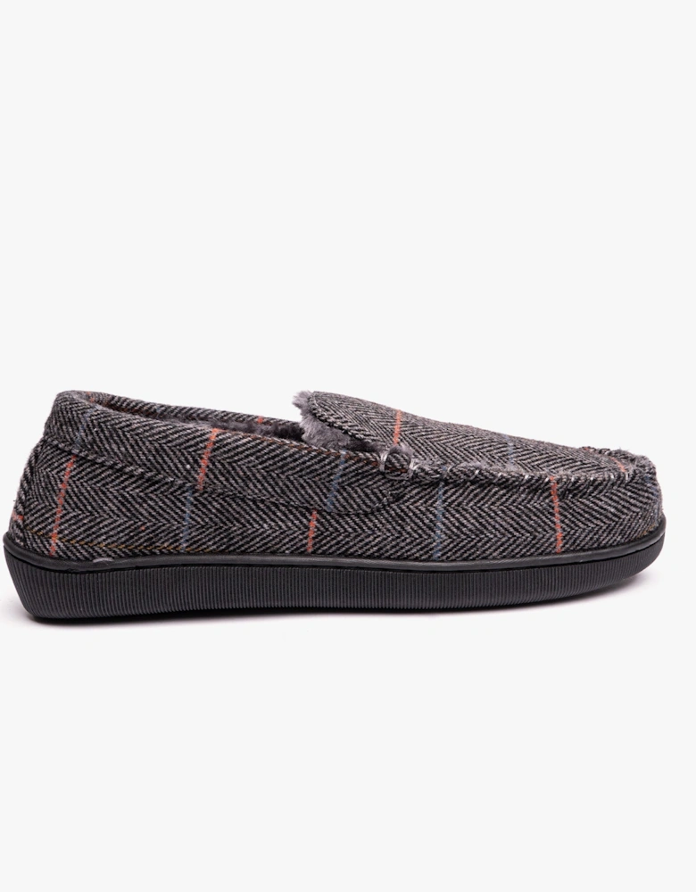 BURT Mens Full Slippers Grey